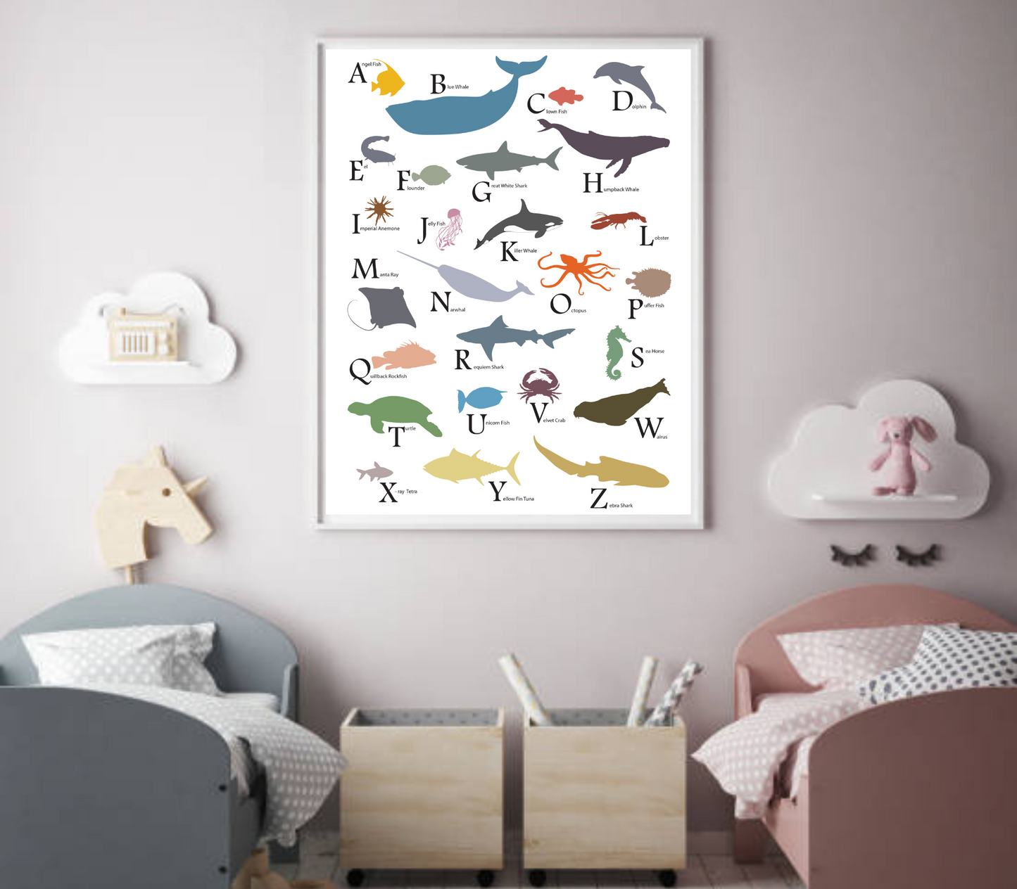 Printable Sea animal alphabet print