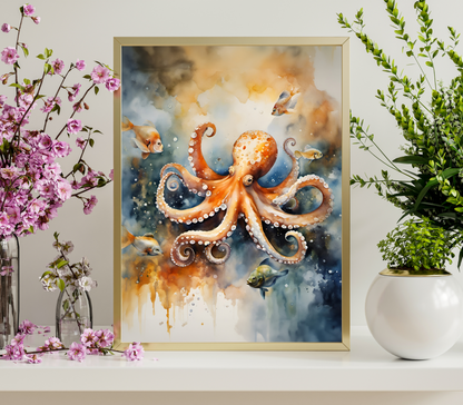 Octopus Watercolour Poster