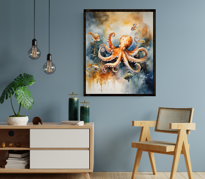 Octopus Watercolour Poster