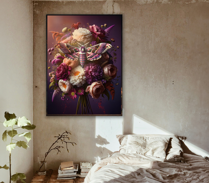 Flowers and Moths Art Print