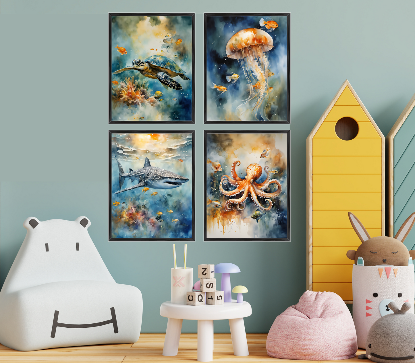 Ocean Animal Watercolour Print Set