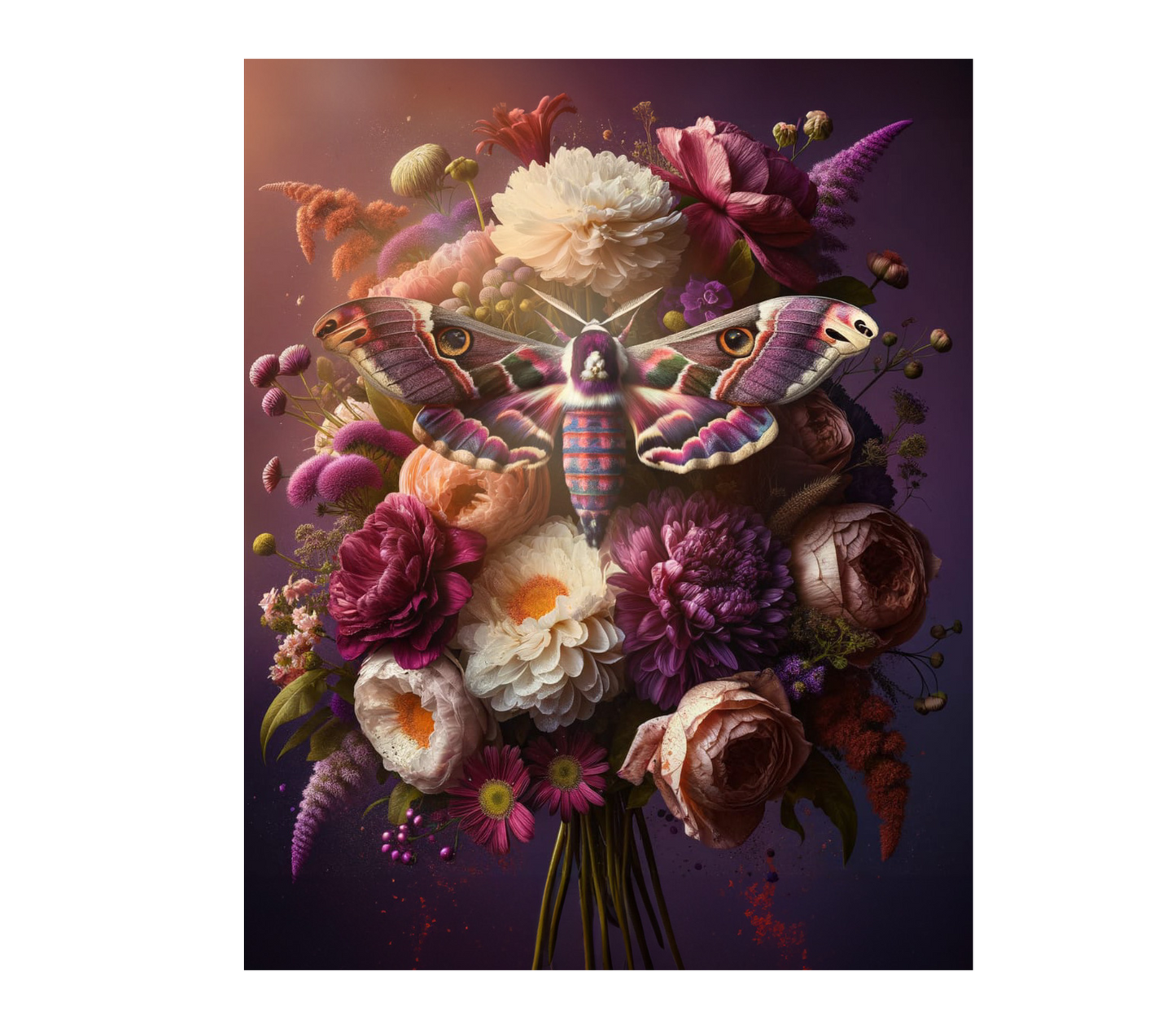 Flowers and Moths Art Print