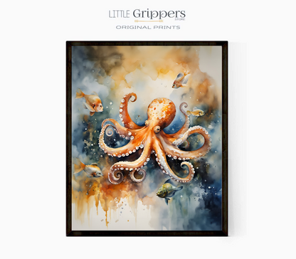 Octopus Watercolour Poster