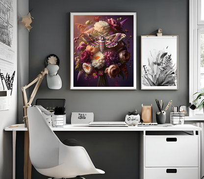 Flowers and Moths Art Print