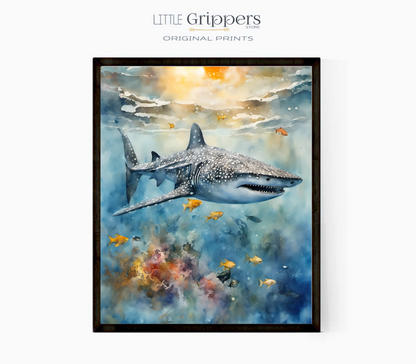Shark Watercolour Poster