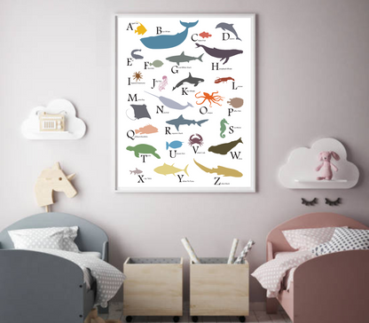 Printable Sea animal alphabet print