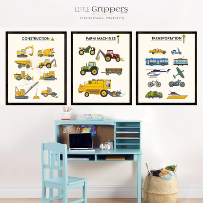 Vehicle Poster set for Kids