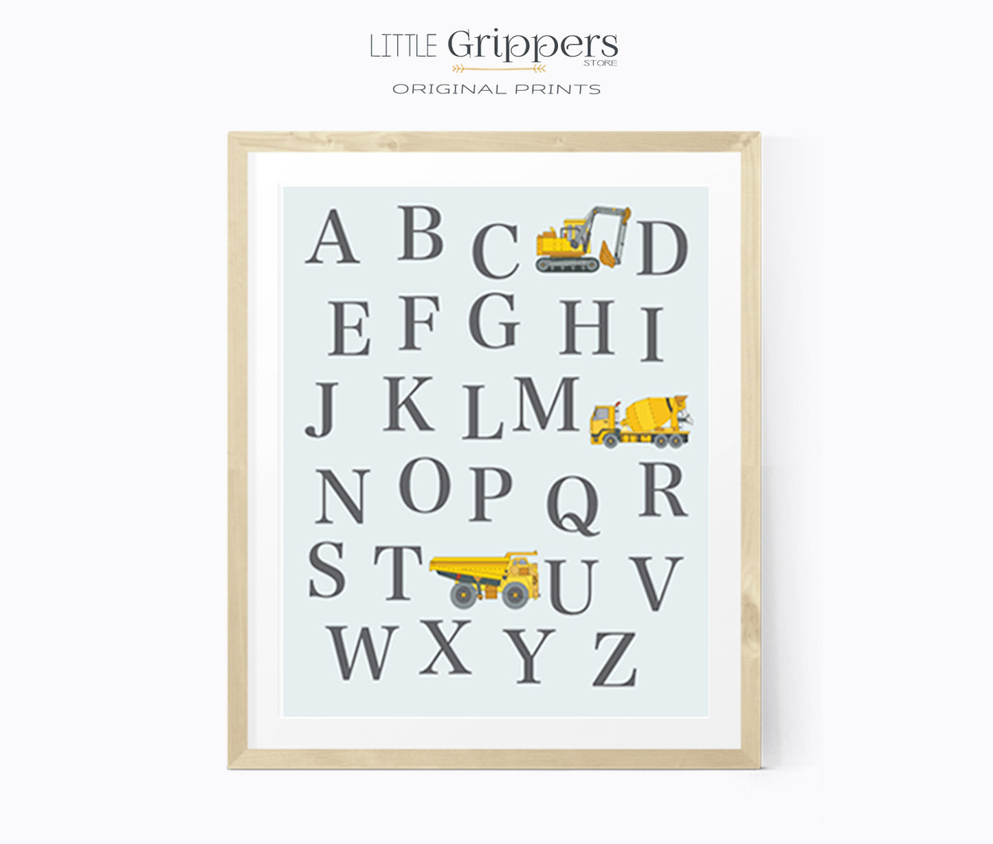 Alphabet Nursery Construction truck print