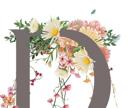 Letter D Floral Wall Art Print