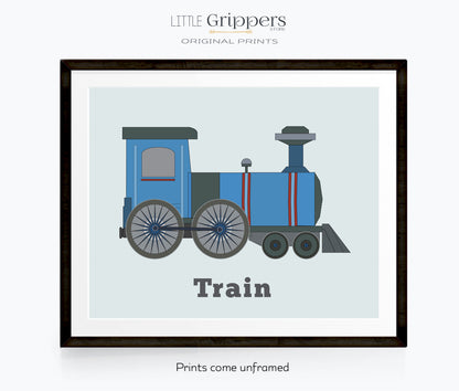 Vehicle Print set of two, Train and Digger