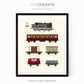Set of eight Transport chart prints.