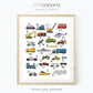 Alphabet truck print for toddlers room