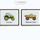 Vehicle Print set of two, Tractor and Monster Truck