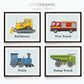 Set of four Transportation prints