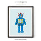 Retro Blue Robot Print