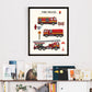 Fire Truck Poster for Kids Rooms