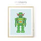 Vintage Green Robot Print