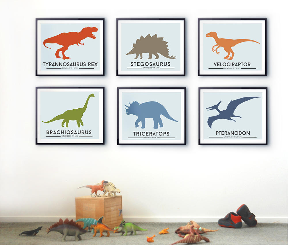 Dinosaur print set of six