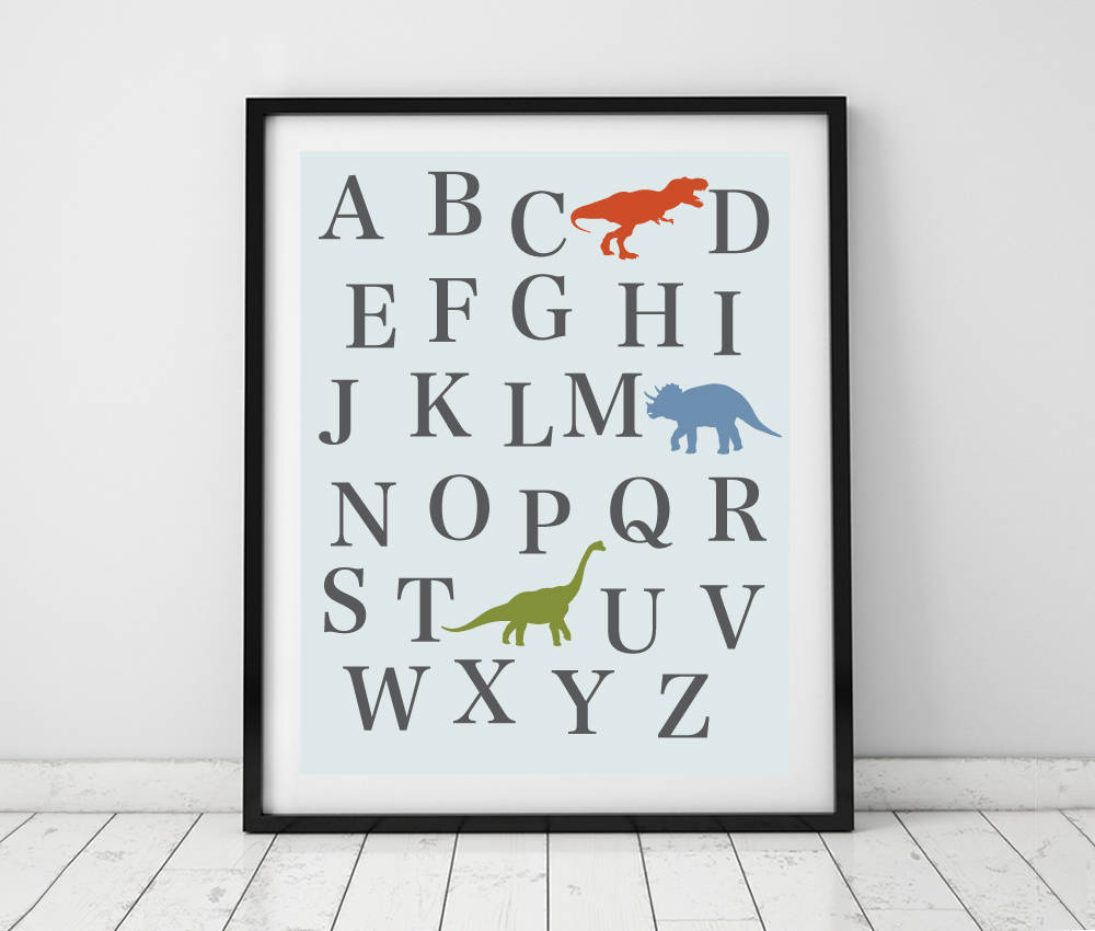 Dinosaur alphabet print kids wall art