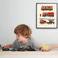 Fire truck wall chart print for kids