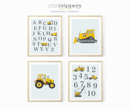 Nursery alphabet truck print set
