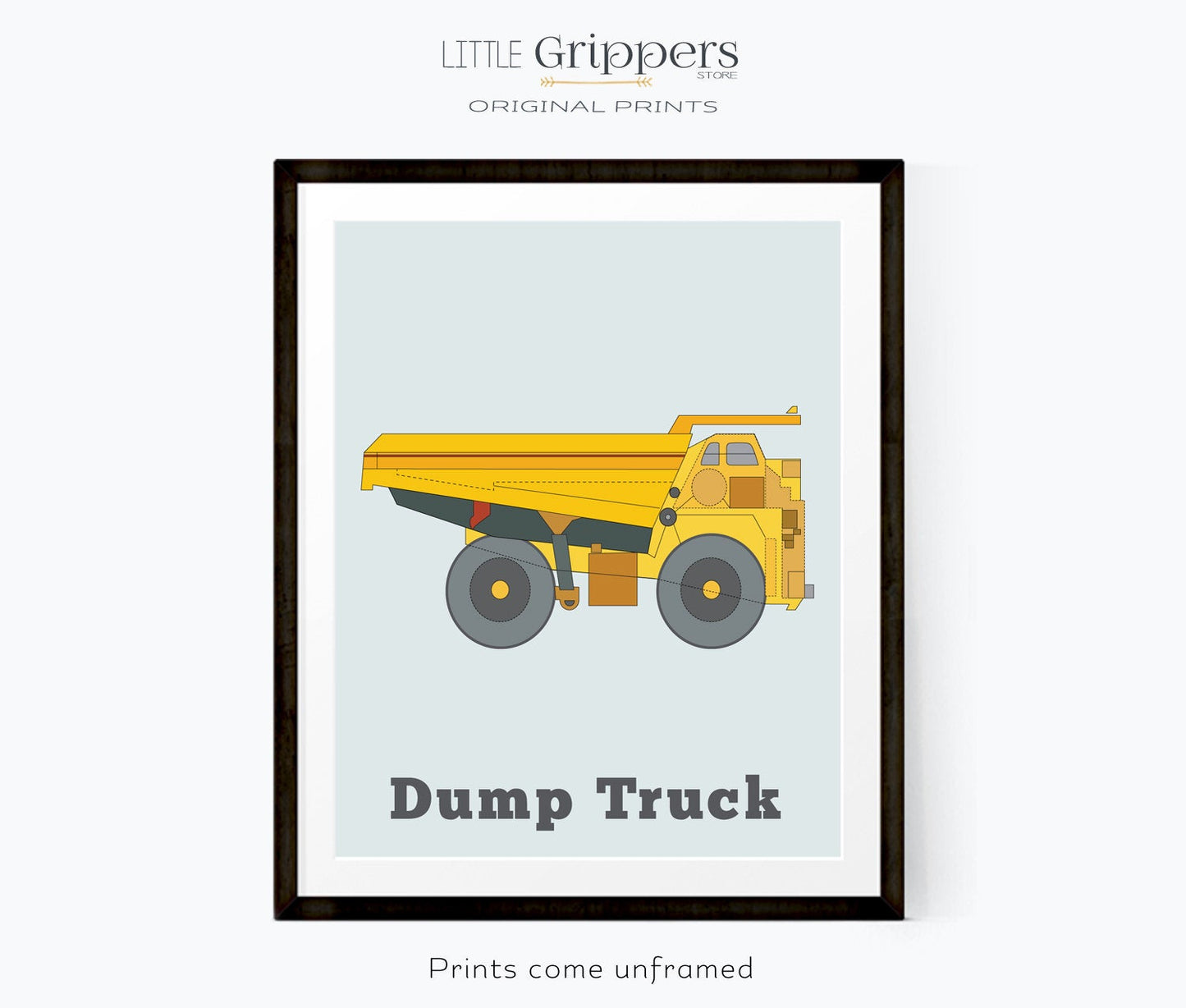 Truck Print set - 6 construction truck posters