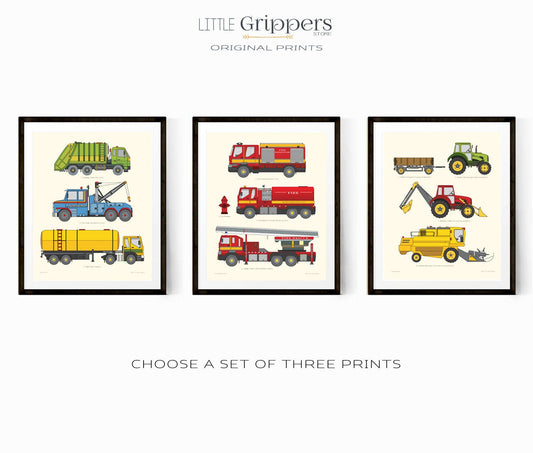 Vehicle chart print set of three