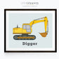 Digger construction truck wall art