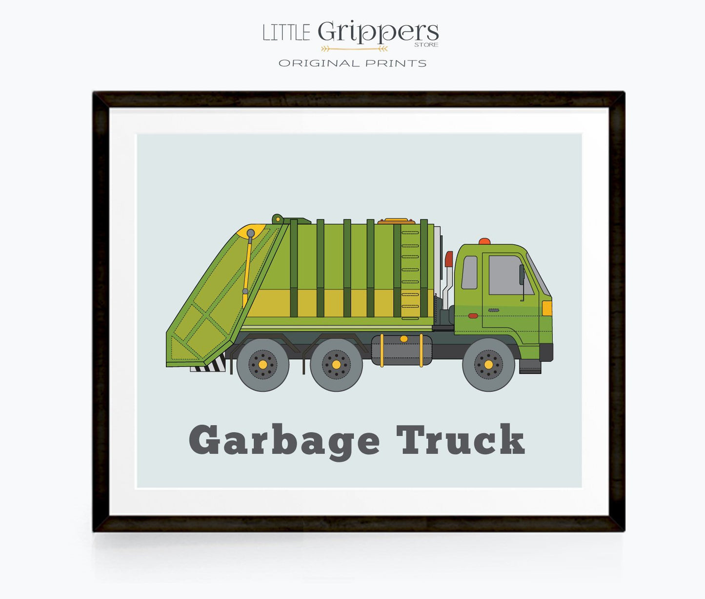 Garbage truck boys nursery print
