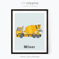 Truck Print set - 6 construction truck posters