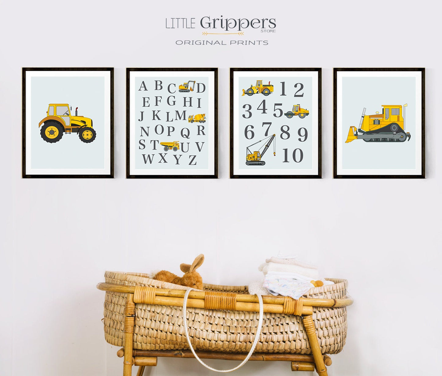 Nursery alphabet truck print set