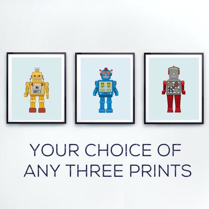 Retro Robot print set