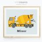 Cement Mixer Construction Truck Print