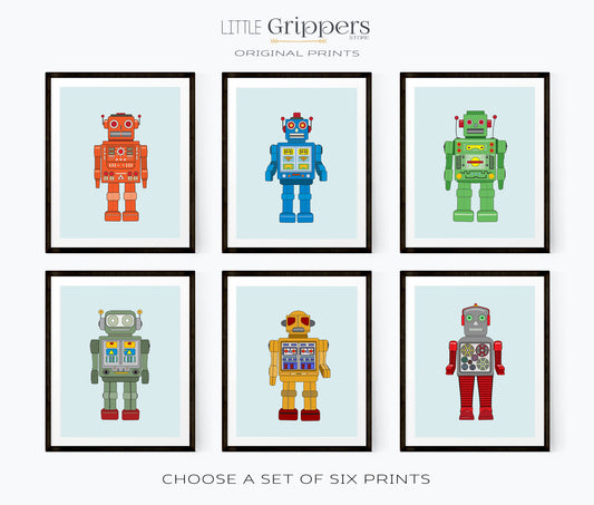 Retro Robot Print set