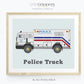 Police vehicle wall art set for kids