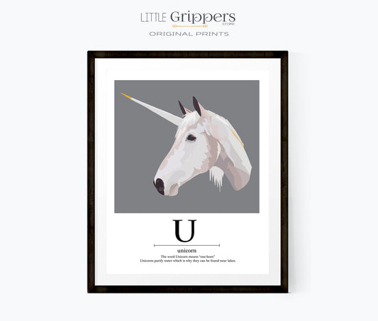 Alphabet Letter Unicorn print